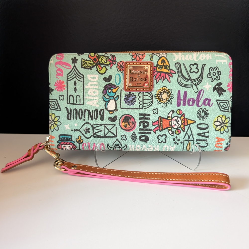 Brand NWOT Dooney & Bourke Disney "It's A Small World" Collaboration Wristlet